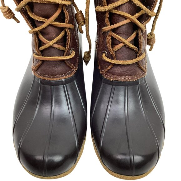 Sperry Top-Sider Womens 8 Saltwater Leather Duck Boots Waterproof Lace-Up STS911 - Picture 3 of 11